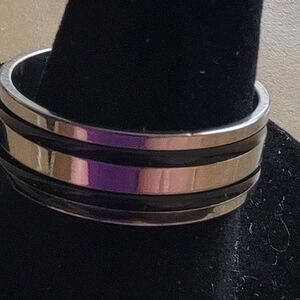 New Steel Silver and Black Men's Ring Band.